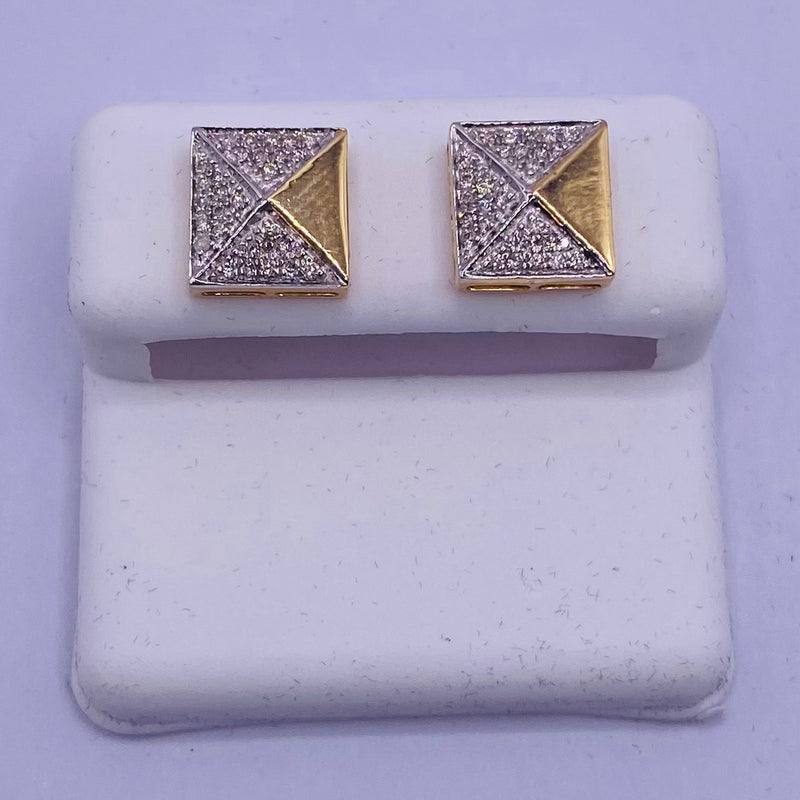 Genuine 10KT Gold 0.25 CTW Square shaped Diamond Earrings