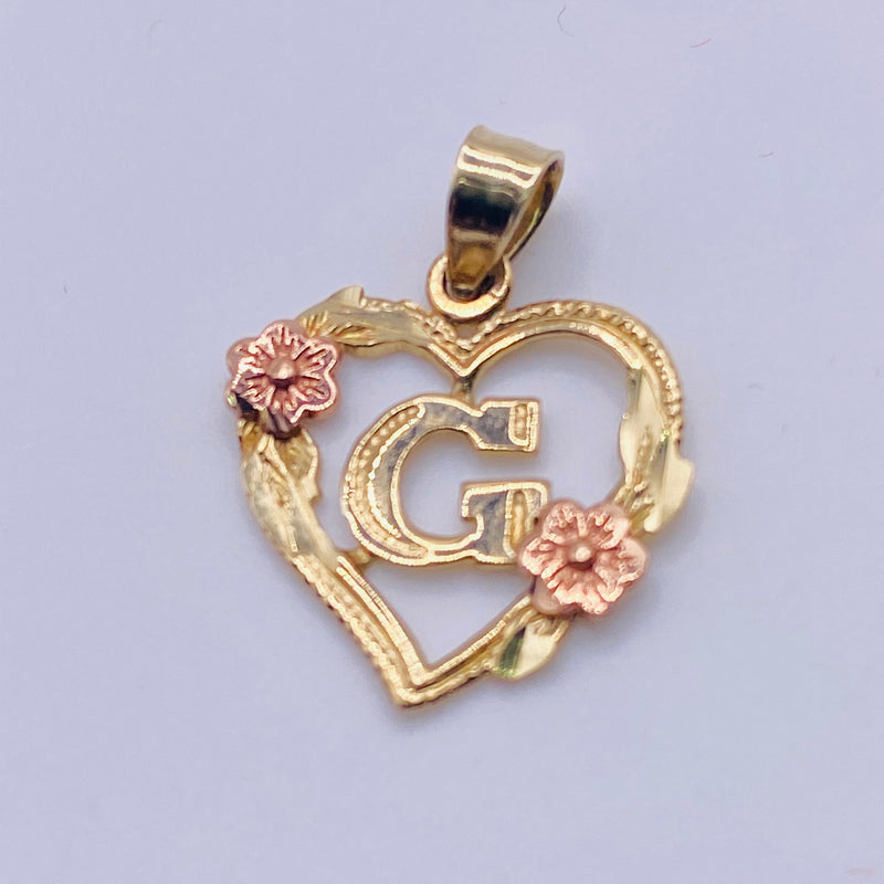 10kt Gold Heart With Initial Charm