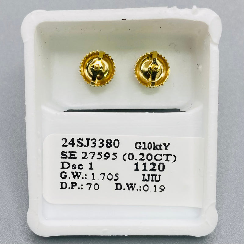 Genuine 10KT Gold 0.21 CTW square Diamond Earrings