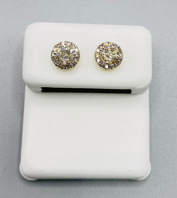 Genuine 10KT Gold 0.58 CTW Round Diamond Earrings