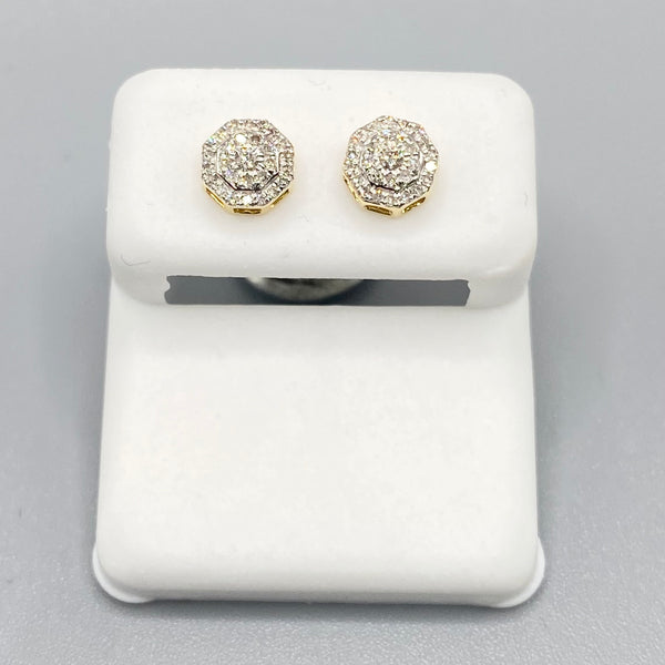 Genuine 10KT Gold & 0.20 CTW Octagon Diamond Earrings