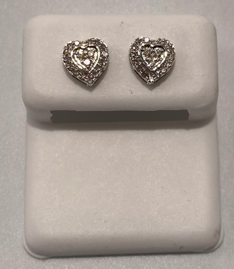 Genuine 10KT Gold 0.20 CTW heart Diamond Earrings