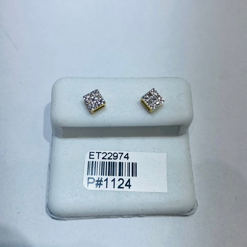 Real 10KT Gold & 0.04CTW Diamond Earrings