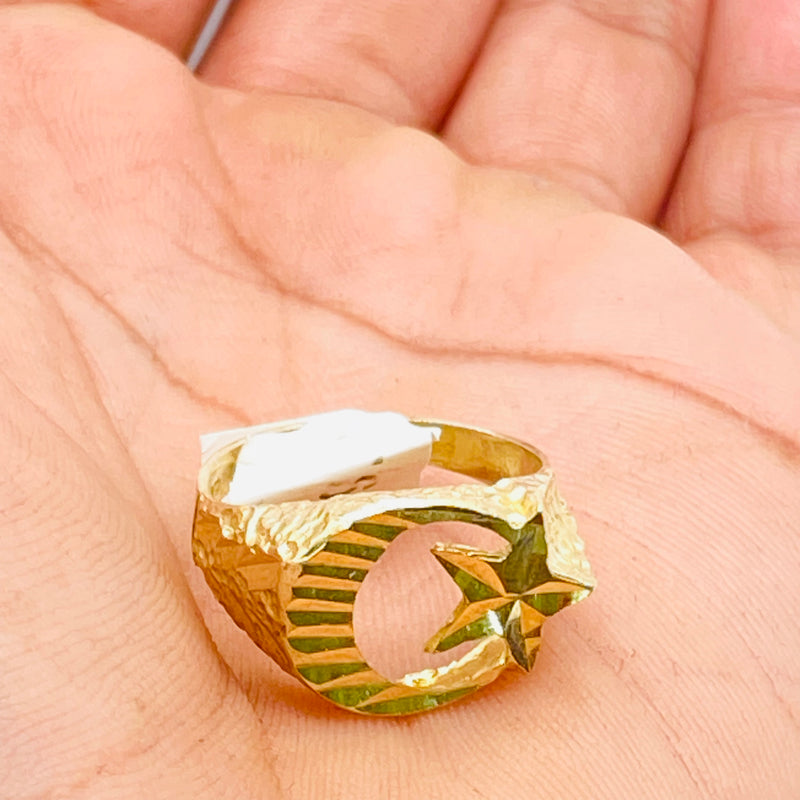 Real 10kt Gold Moon and Star Men’s Gold Ring