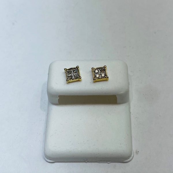 Real 10KT Gold & 0.14CTW Diamond Earrings