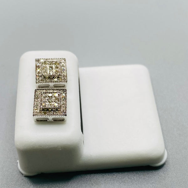 Genuine 10KT Gold 0.30 CTW Square shaped Diamond Earrings