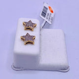 Genuine 10KT Gold 0.10 CTW Star shaped Diamond Earrings