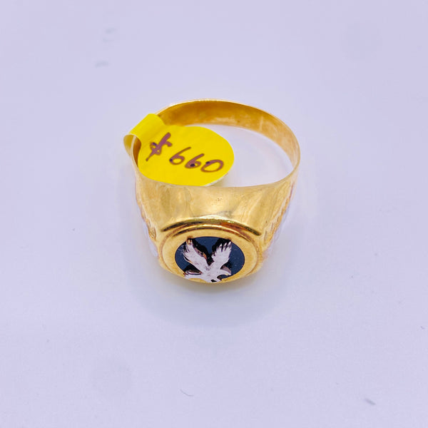 Real 10kt Gold Onyx Eagle Men’s Gold Ring