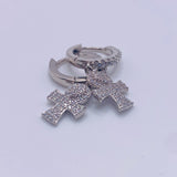 925 Sterling Silver CZ Ankh Cross Loop Earrings