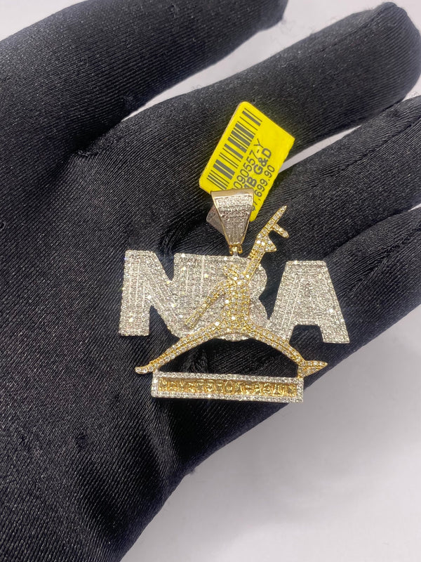 Real 10KT Gold with 1.40 CTW Diamond “NBA” charm