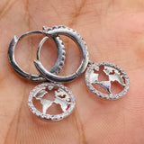 925 Sterling Silver Stylish CZ Globe Hoop Earrings