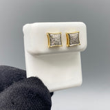 Genuine 10KT Gold & 0.12 CTW Square Diamond Earrings