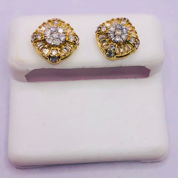 Genuine 10KT Gold &  CTW Diamond earrings