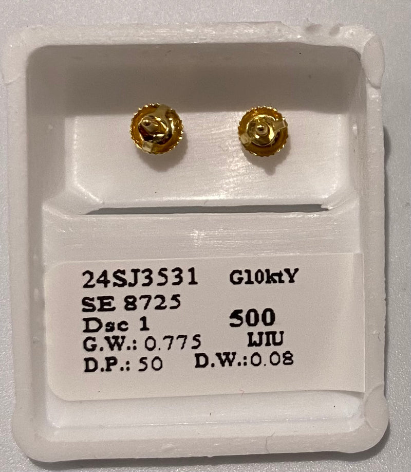 Genuine 10KT Gold 0.08 CTW small square Diamond Earrings