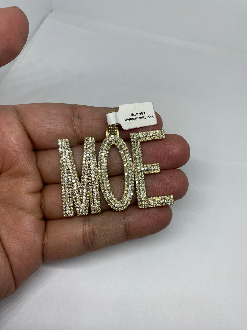 Real 10KT Gold and 7.5CTW Diamond MOE Charm