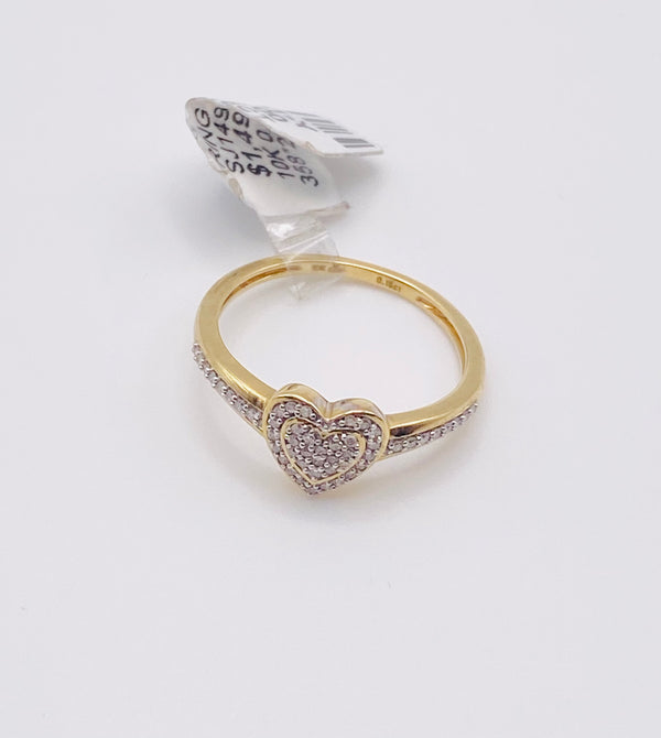 Real 10KT Gold & 0.15CTW Diamond HEART Ladies Ring