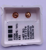 Genuine 14KT Rose Gold 0.3 CTW Diamond Earrings