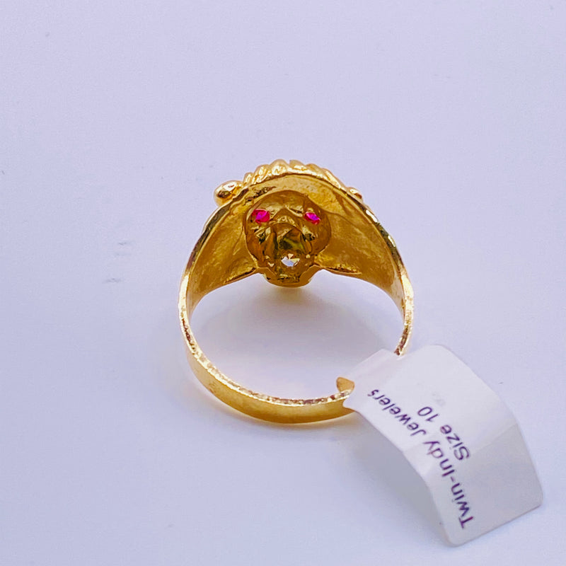 Real 10Kt Alpha Lion Men’s Gold Ring