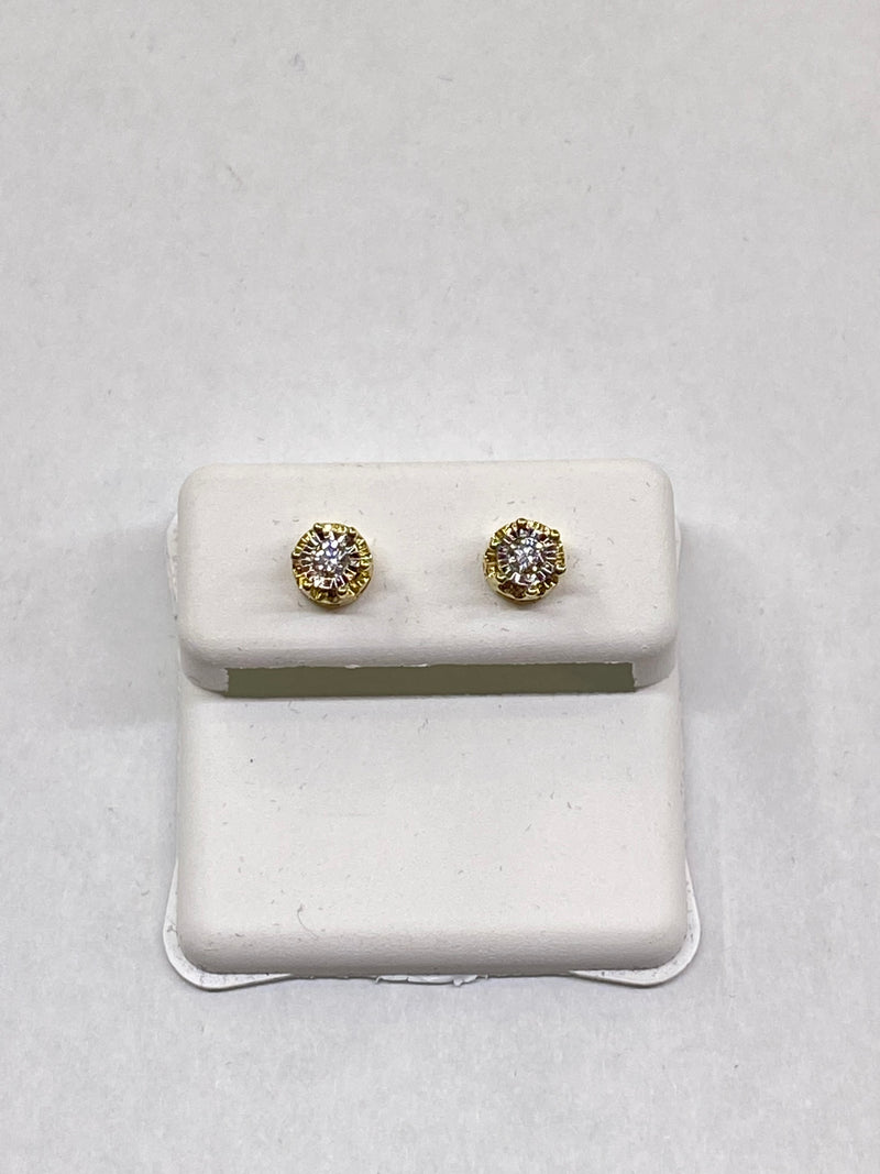 Genuine 10kt Gold & 0.15 CTW Diamond Screw-back Earrings.