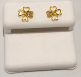 Genuine 10KT Gold 0.1 CTW Flower shaped Diamond Earrings