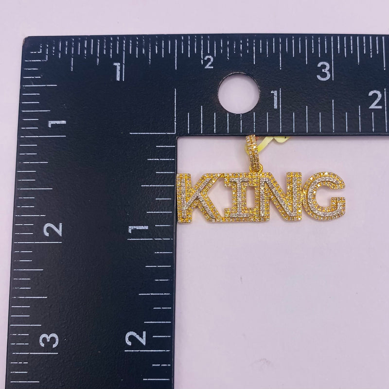 Real 10KT Gold with 0.68 CTW Diamond “KING” Charm