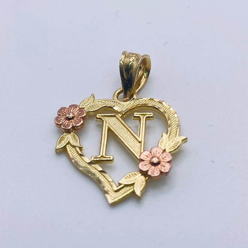 10kt Gold Heart With Initial Charm