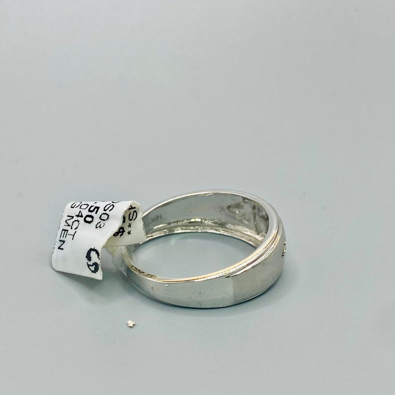 10KT White Gold Diamond Men’s Ring of 0.04CTW