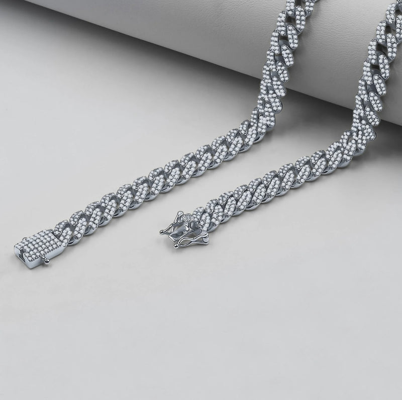 925 Silver 6mm Moissanite Cuban 20 inches Chains IJ993461