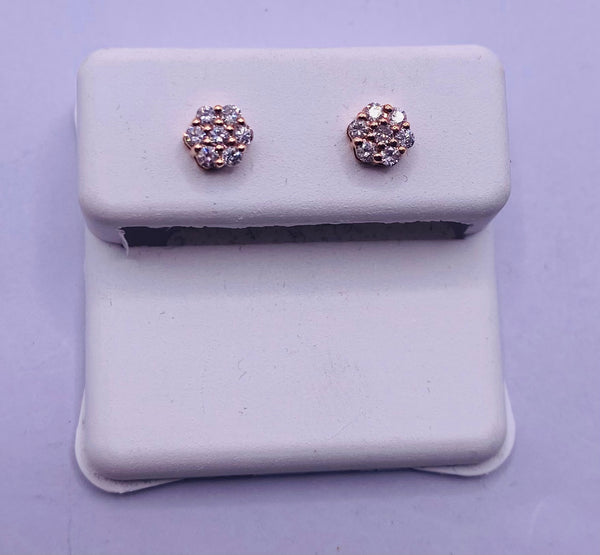 Genuine 14KT Rose Gold 0.25 CTW Diamond Earrings