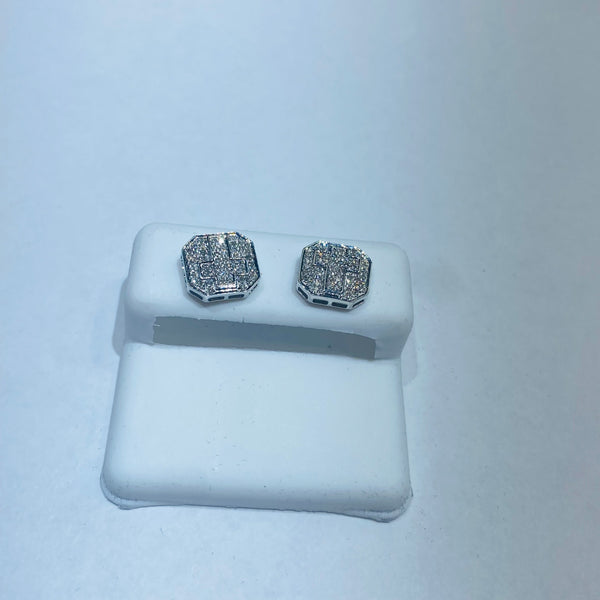 Real 10KT WhiteGold & 0.26CTW Diamond Earrings