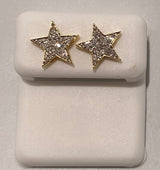 Genuine 10KT Gold 0.2 CTW Star Diamond Earrings