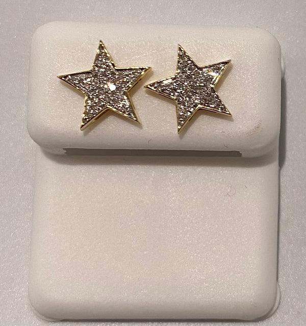 Genuine 10KT Gold 0.2 CTW Star Diamond Earrings