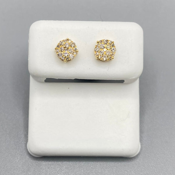 Genuine 10KT Gold & 0.25 CTW Circle Diamond Earrings