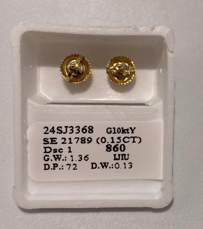 Genuine 10KT Gold 0.2 CTW Star Diamond Earrings