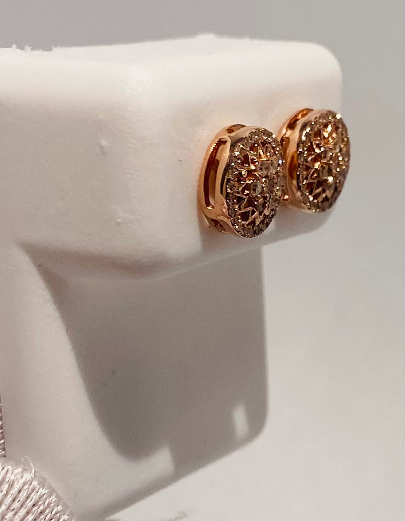 Genuine 10KT Rose Gold 0.23 CTW Round  Diamond Earrings