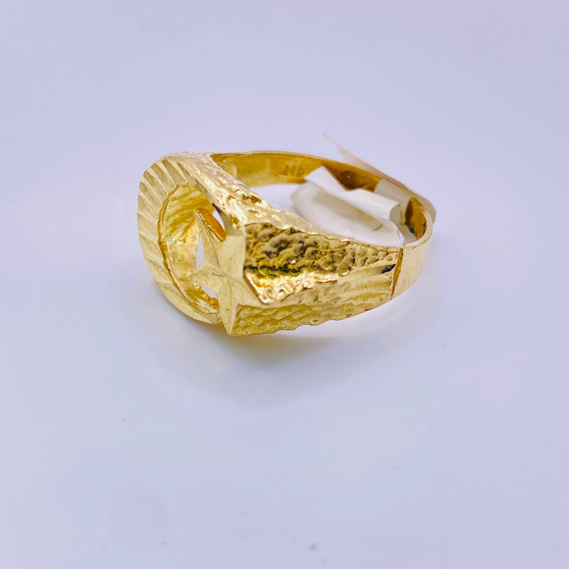 Real 10kt Gold Moon and Star Men’s Gold Ring