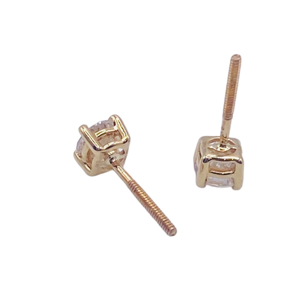 Real 14kt SOLITARY Gold& 0.79CTW Diamond Earring