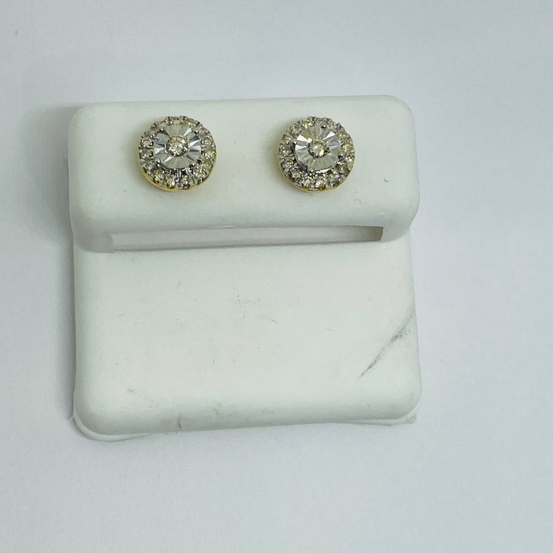 Real 10KT Gold & 0.29CTW Diamond Earrings