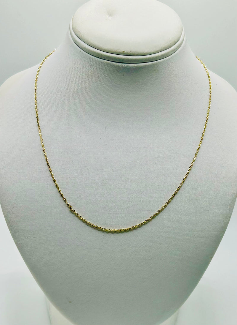 Real 10KT Gold 1.5mm Rope Fancy chain