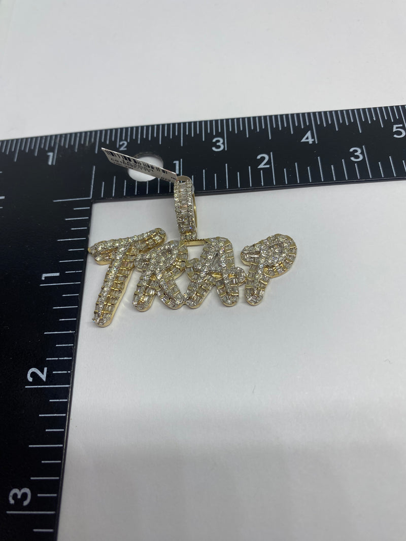 Real 10KT Gold and 3.3CTW Diamond Trap Charm