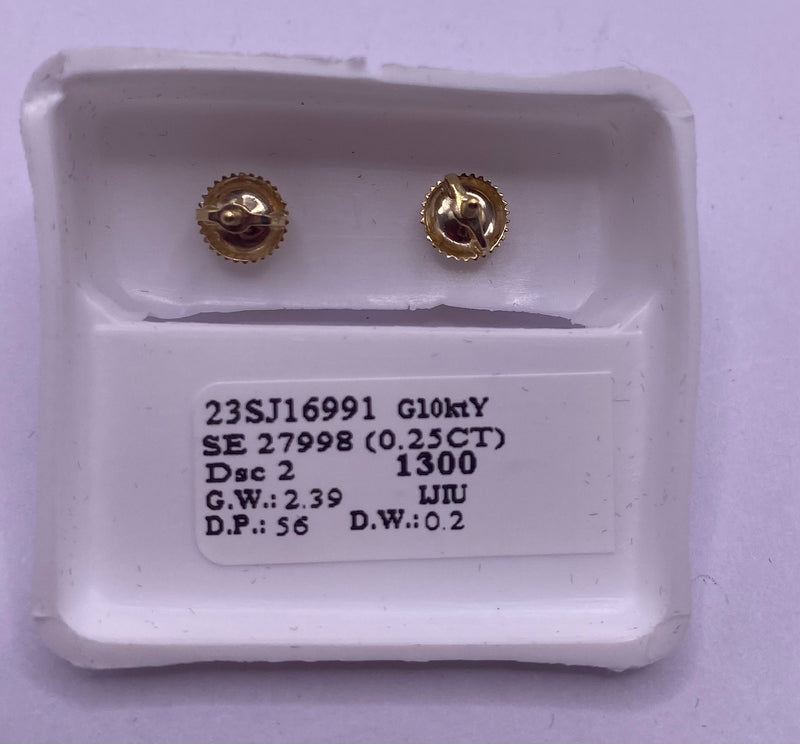 Genuine 10KT Gold 0.2 CTW Diamond Earrings