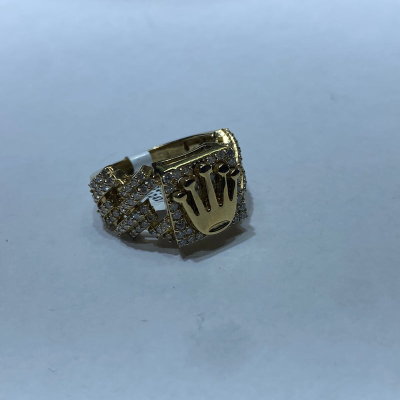 Real 10KT Gold & 1.55CTW Diamond CROWN Men Ring