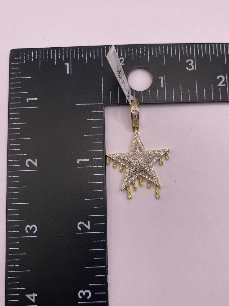 Real 10KT Gold with 0.55 CTW Diamond “Dripping Star” Charm