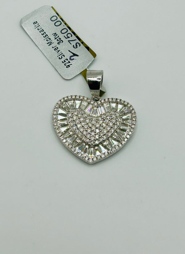 Real 925 Sterling Silver & 3CTW Moissanite Love/Heart Charm