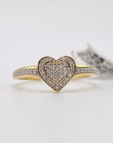 Real 10KT Gold & 0.15CTW Diamond HEART Ladies Ring