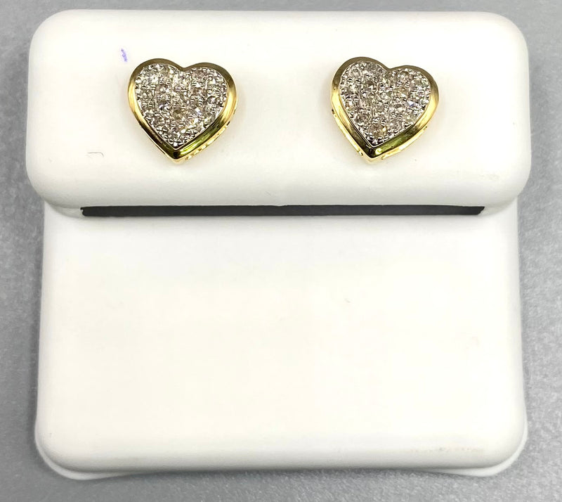 Genuine 10KT Gold 0.27 CTW Heart shaped Diamond Earrings