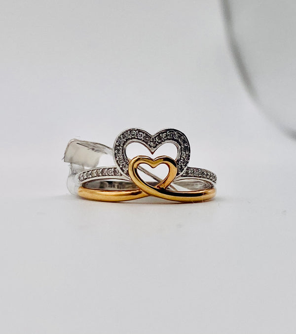 Real 10KT Gold & 0.10CTW Diamond Heart Ladies Ring