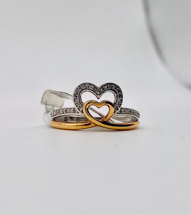 Real 10KT Gold & 0.10CTW Diamond Heart Ladies Ring