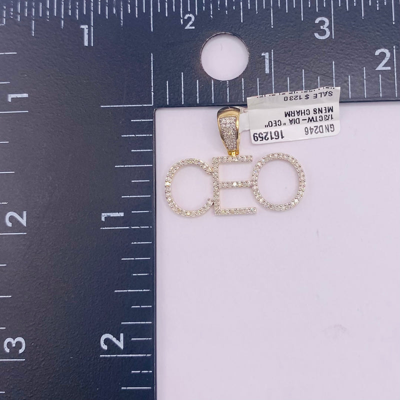 Real 10KT Gold with 0.33 CTW Diamond “CEO” Charm