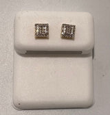 Genuine 10KT Gold 0.08 CTW small square Diamond Earrings